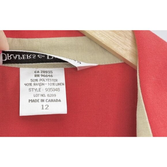 Draper & Damon’s Bright Red Open Front U Lined Blazer Sweater Sz 12‎ Canada - Picture 7 of 11